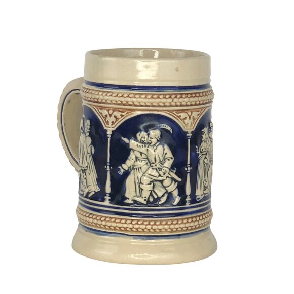 Vintage Miniature Beer Stein Blue White German Holland Port Mug w/ Handle - Picture 4 of 9